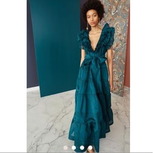 Ulla Johnson Pre Fall 19 Severine Gown Teal Sz 0